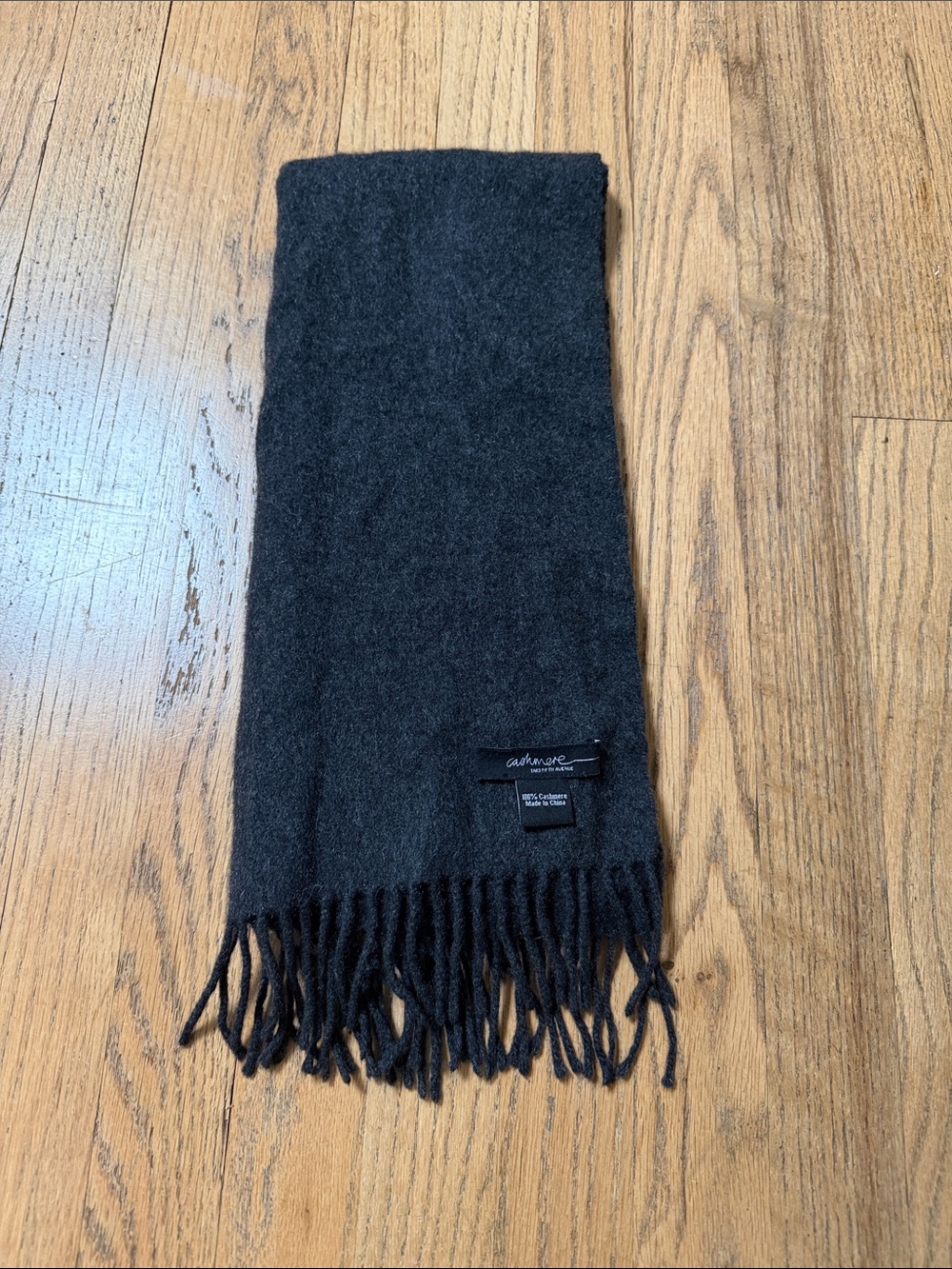 Saks Fifth Avenue Black Fringe Wool Scarf